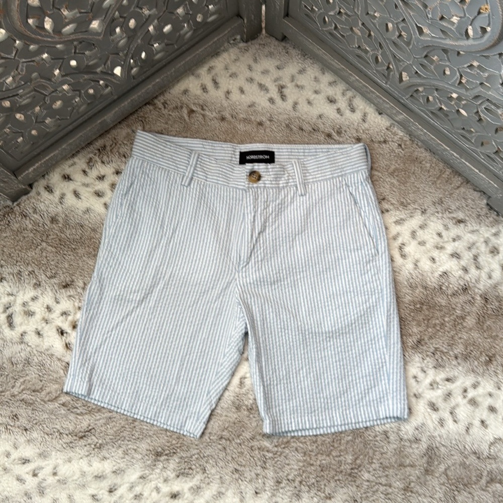 Nordstrom blue white striped shorts boys size 10 preppy academia euro summer